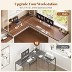 SEDETA Farmhouse L Shaped Office Desk - Image 7