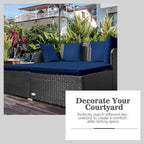 COSTWAY Outdoor Patio Rattan Daybed, Sponge Cushioned Loveseat Sofa - Image 8