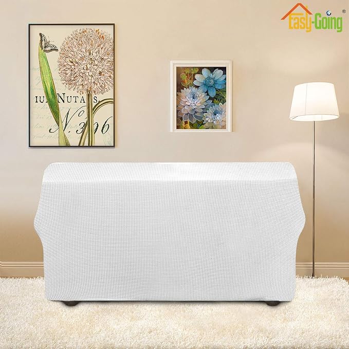 Easy-Going Stretch Loveseat Couch Covers Washable Snow White | 1-Piece Loveseat - Image 4