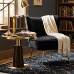 Velvet Accent Chair Set of 2 Comfy Living Room Chair Armless Slipper Chair Mid - Image 7