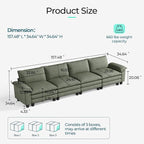 LINSY HOME 157" Modular Sectional Sofa, 4-Seat Corduroy Modern Cloud Couch - Image 2