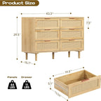 FUQARHY 6 Drawer Dresser Rattan Dresser Modern Chest - Image 2