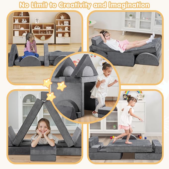 JY QAQA 18Pcs Modular Kids Play Couch Set, Toddler Sectional Sofa - Image 7