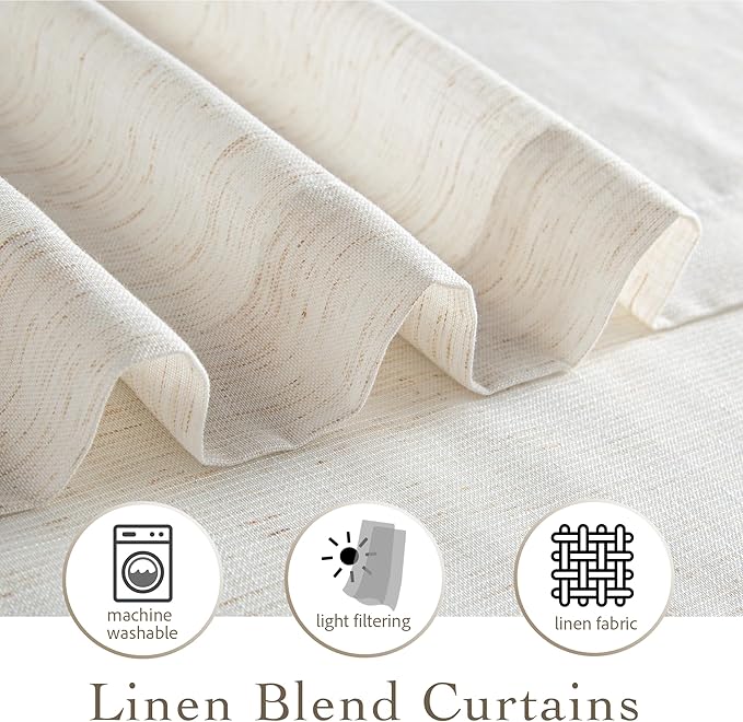 RYB HOME Linen Semi Sheer Curtains - Image 5