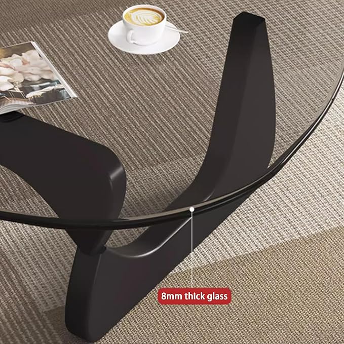 EASYSOUL Modern Glass Coffee Table, 32.68" D x 22.44" W x 15.75" H, Abstract - Image 4