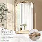 Besdomus Vintage Gold Wall Mirror: 24"x42" French Large Arch Champagne Gold - Image 8