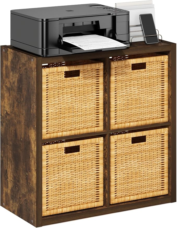 Furinno Cubicle Book Shelf, 4-Cube Bookshelf, Extra Thick Frame Reversible by Furinno-FitsYourSpaceFitsYourBudget