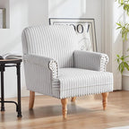 HUIMO Linen Fabric Accent Chair, Mid-Century Modern Armchair - Image 7