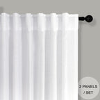 White Linen Curtains 63 Inch Length - Image 2