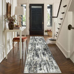 2'6''x8' Runner Rugs Washable Rug: Modern AbstractBlack Grey Gold Carpet | - Image 4