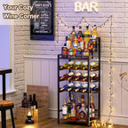 Tiered Wine Rack and Liquor Cabinet, Large Capacity Freestanding Floor Wine - Image 6