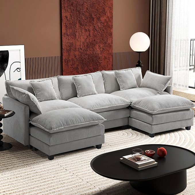 Ihanherry 111.4" U Shaped Modern Cloud Sofa Modular Sectional Couch by iHanHerry