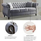 80" Chesterfield Loveseat Velvet Sofa - Image 4