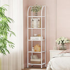 Hzuaneri Bookcase Bookshelf, Tempered Glass Arched Bookshelf by Hzuaneri