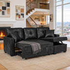 L Shaped Sectional Couch with Storage and Pull Out Bed, 3 Seater Sleeper Sofas - Image 4