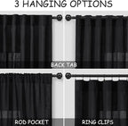 Extra Long Black Linen Curtains 108 Inches Long 2 Panels Set - Image 2