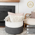 INDRESSME XXXLarge Cotton Rope Basket 21.7" x 21.7" x 13.8" Woven Baby Laundry - Image 7