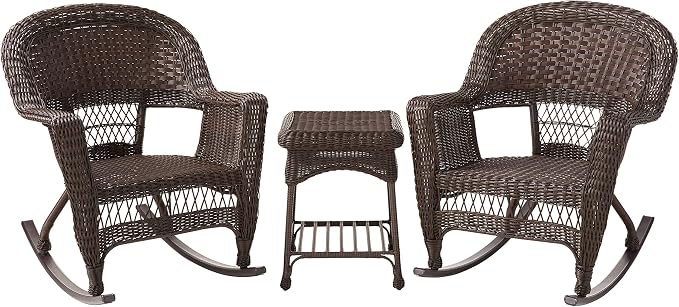 Jeco 3 Piece Rocker Wicker Chair Set - Image 6