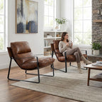 LukeAlon Modern PU Leather Accent Armchair, Upholstered Soft Living Room Chair - Image 3