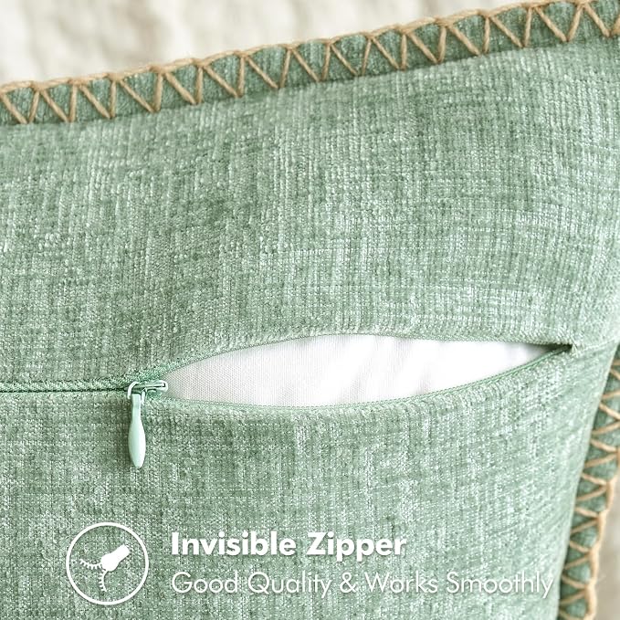 MIULEE Decorative Couch Throw Pillow Covers 20x20 Inch Greyish Green 2 Pack | - Image 3