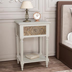 HOMPUS End Table Set of 2 with Drawer and Shelf, Vintage Nightstand Set 2 w - Image 7