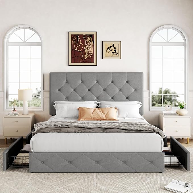 Allewie Upholstered Queen Size Platform Bed Frame - Image 3
