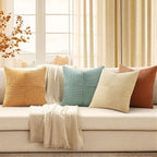 MIULEE Fall Boho Farmhouse Decorative Throw Pillow Covers 20x20 Inch 4 Packs - Image 3