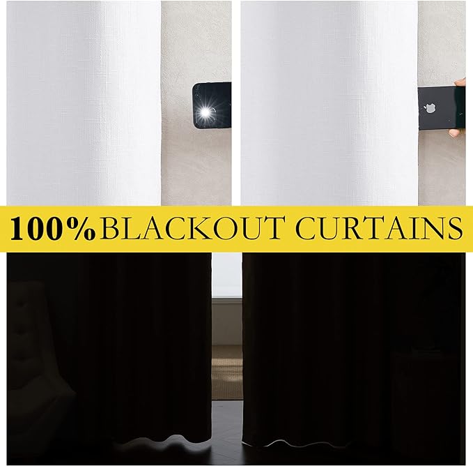 NICETOWN Rod Pocket 100% Blackout Linen Curtains - Image 3