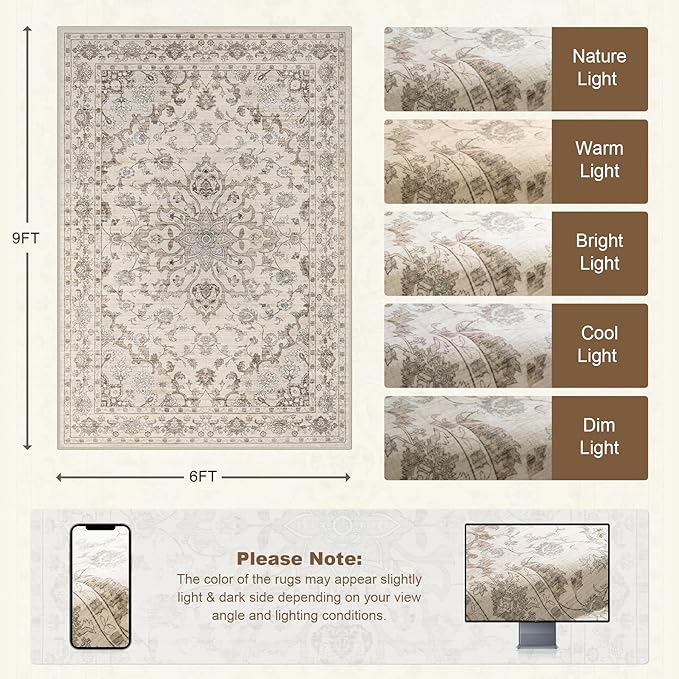 6x9 Area Rugs Living Room: Washable Rug - Image 2