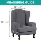 Turquoize Wingback Chair Covers 2 Piece Wing Chair Slipcover Stretch Slipcovers - Image 5