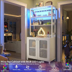 Aheaplus Bar Cabinet with Power Outlets, Coffee Bar Station - Image 3
