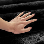 Black Rabbit Striped Plush Rug 2'x3', Fluffy Shaggy Area Rug - Image 5