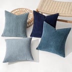 MIULEE Soft Corduroy Decorative Throw Pillow Covers Blue Navy Series 18x18 | - Image 2