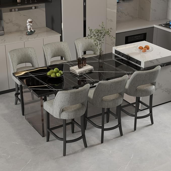VKNOW Bar Stools Set of 6, Modern Counter Stools - Image 3
