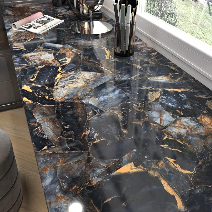 Marble Black Contact Paper Peel and Stick Countertops Gold Contact Paper Peel by WallpaperDecoration