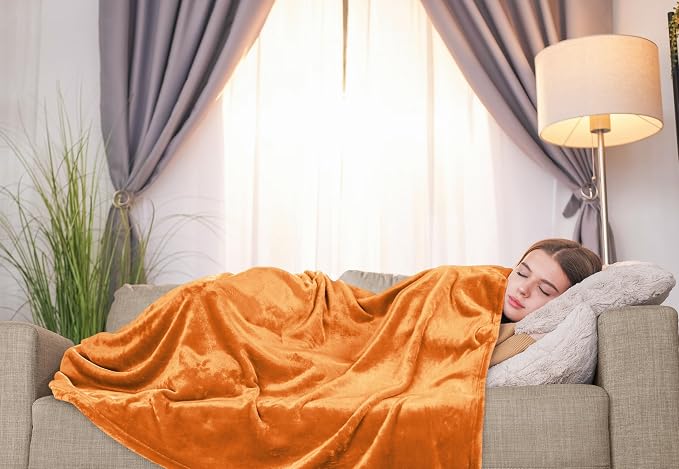 Utopia Bedding Soft Fleece Bed Blanket Throw Size Burnt Orange | Microfiber - Image 6