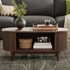 LINSY HOME Oval Coffee Table, Wood Coffee Table - Image 5