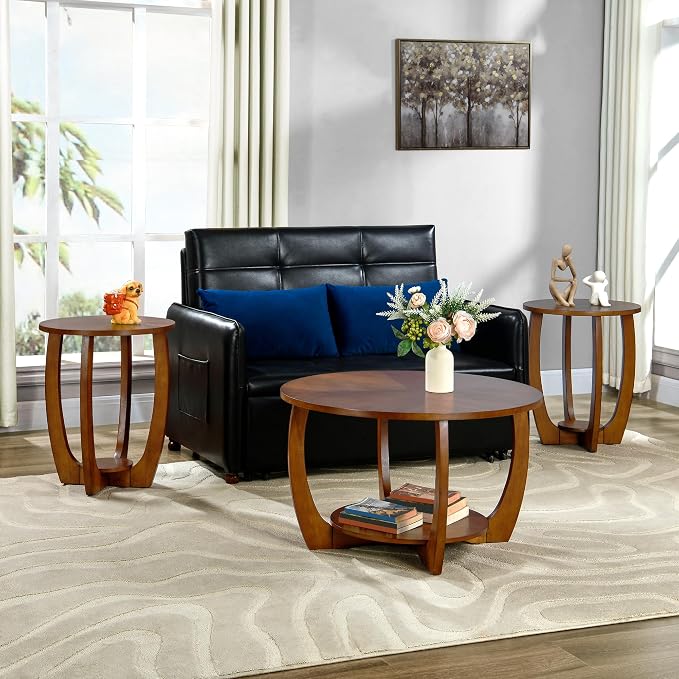 29.5" Round Coffee Table, 2-Tier Circle Coffee Table - Image 4