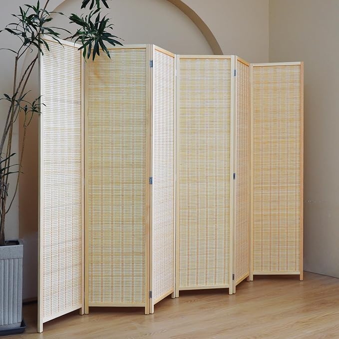 Furnnylane 6 Panel Bamboo Room Divider – 5.6 ft Tall Folding Privacy Screen - Image 3