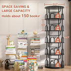 Aheaplus 5 Tier Rotating Bookshelf Tower, 360 Display Spinning Bookcase - Image 2
