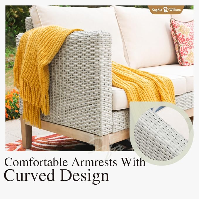 Sophia & William Patio Furniture Set, 5-Piece Wicker Patio Conversation Set - Image 6