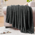 BEDELITE 3D Ribbed Charcoal Grey Fleece Throw Blanket by BEDELITE