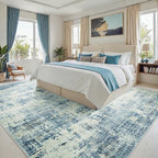 6x9 Washable Area Rug for Living Room Bedroom: Non-Slip Modern Blue Gray | - Image 2