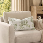 Set of 2 Lumbar Floral Pillow Covers 12x20 Inch Light Green | Decorative - Image 4