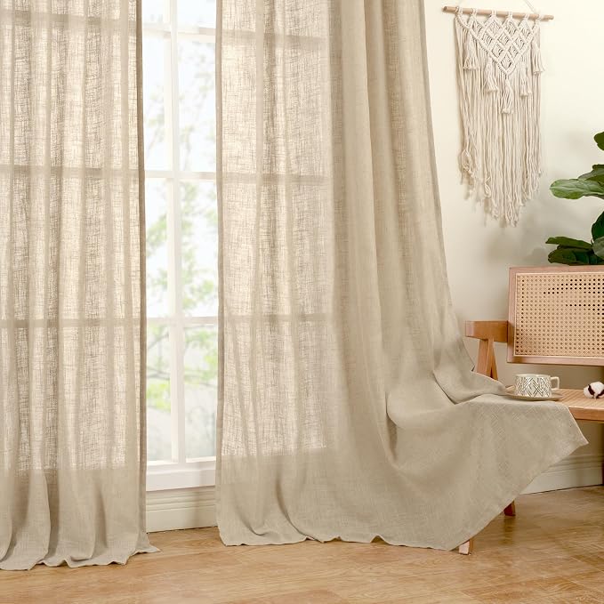 Semi Sheer Linen Curtains 80 Inch Length - Image 9