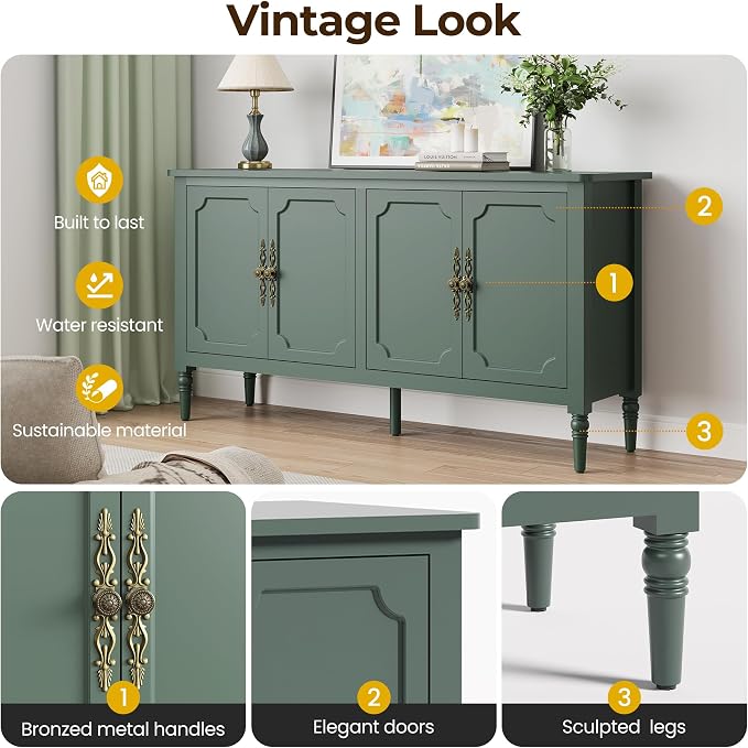 FansaFurn Console Table, Wood Buffet Sideboard, Media Credenza - Image 4
