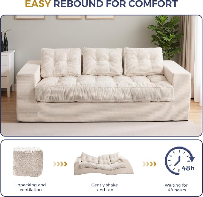 MAXYOYO Oversized Loveseat Sofa Couch, Upholstered Bean Bag Chair Cloud 3-Seat - Image 7