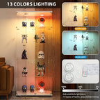 FANYUSHOW Display Cabinet with Glass Door and LED Light, 5-Tier Tempered Glass - Image 3