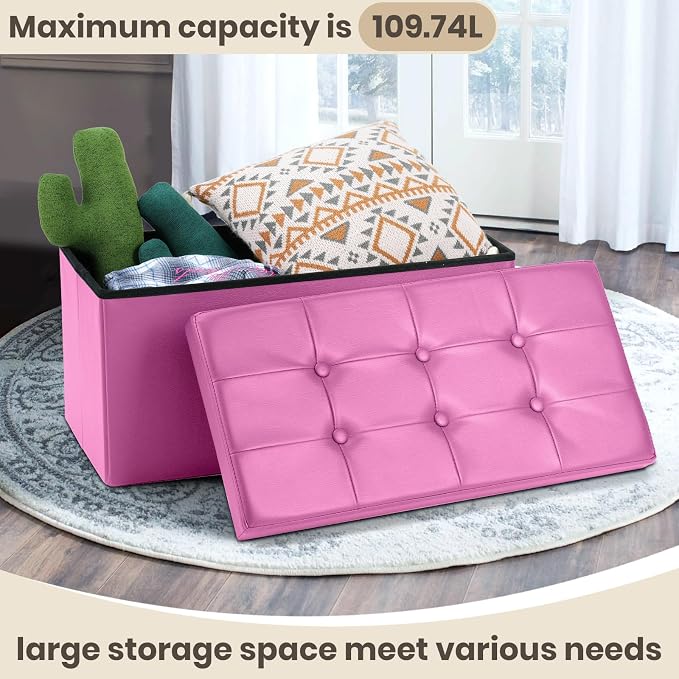 COSYLAND Ottoman Bench with Storage 30x15x15 inches White Ottoman - Image 5