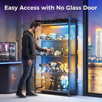 AODK Display Case with LED Lights, Display Cabinet with Glass Storage Shelves - Image 8